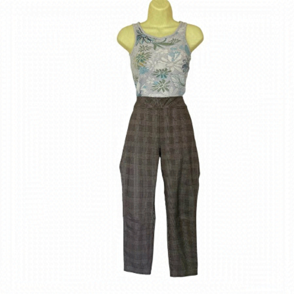 CAMBER Grace Mid Rise Brown Pull On Houndstooth check Cropped Trouser Pa…